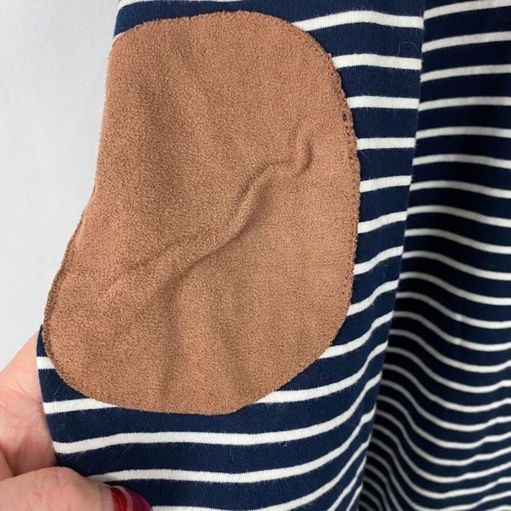Umgee Preppy Striped Long Sleeve Suede Accent Knee Length T-Shirt Dress Sz Med. - Picture 12 of 16